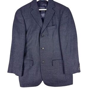 Cavelli Blazer Mens 38R Blue Silk Wool Tweed Sport Coat 3 Button‎ Jacket Office